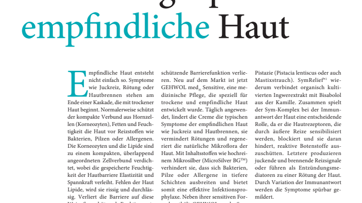 Neue Pflegeoption für empfindliche Haut
