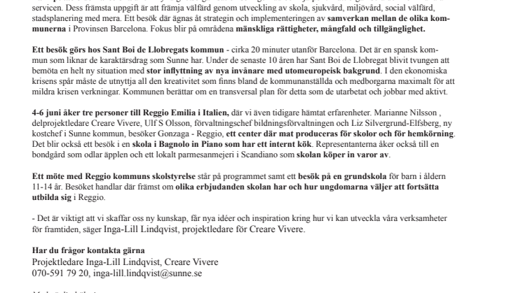 Creare Vivere lär av andra länder