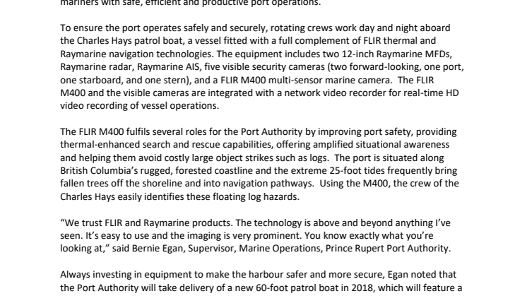 FLIR: FLIR Technology Keeps One of Canada’s Largest Container Ports Safe and Secure
