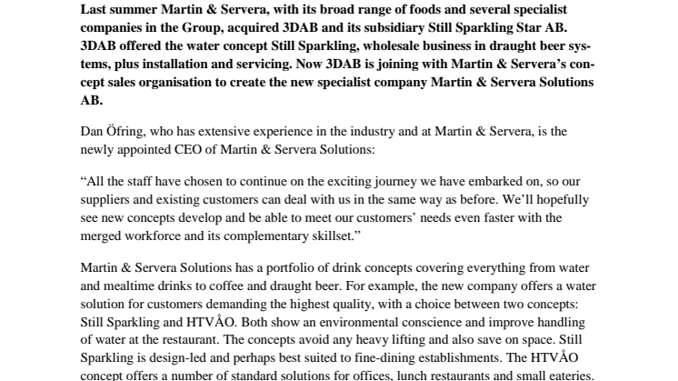 Martin & Servera Solutions - för innovativa dryckeslösningar på din restaurang