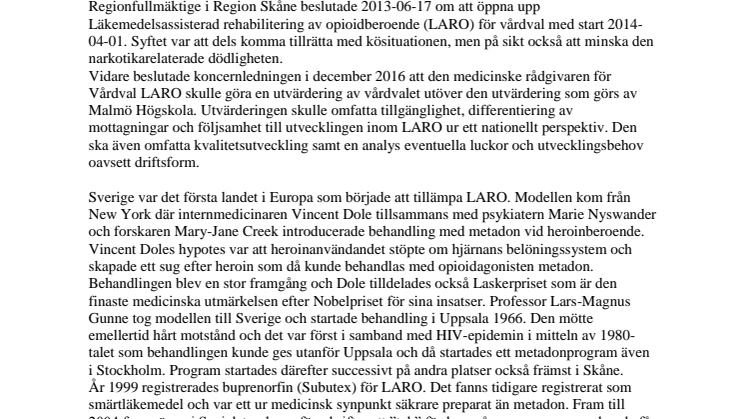 Medicinsk utvärdering vårdval Laro
