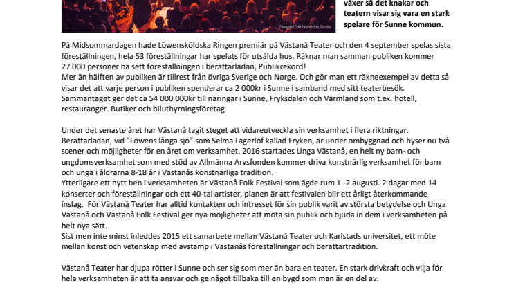 Västanå Teater får Sunne att blomma