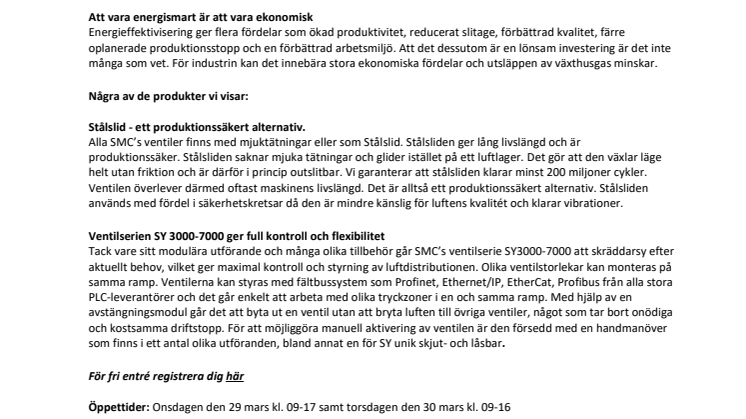 SMC på Industrimässorna SYD 29-30 mars 2017