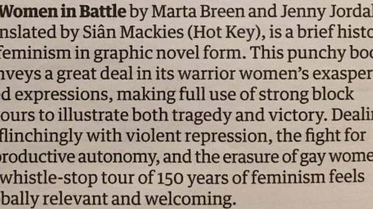 Marta Breen og Jenny Jordahl har stor internasjonal suksess med "Kvinner i kamp" som når er solgt til hele 19 land. The Guardian omtaler boken som globalt relevant og innbydende