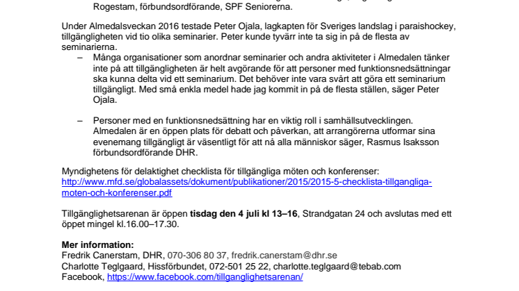 Ska du till Almedalen – är du tillgänglig? 