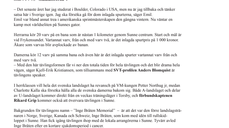 Rullskidlopp i Sunne med Northug, J Olsson och Kalla