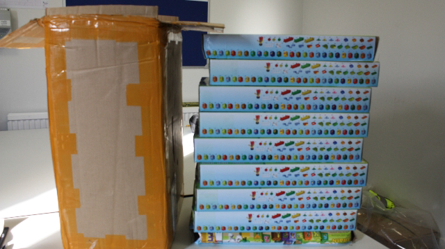 One of the boxes the illicit goods were hidden in