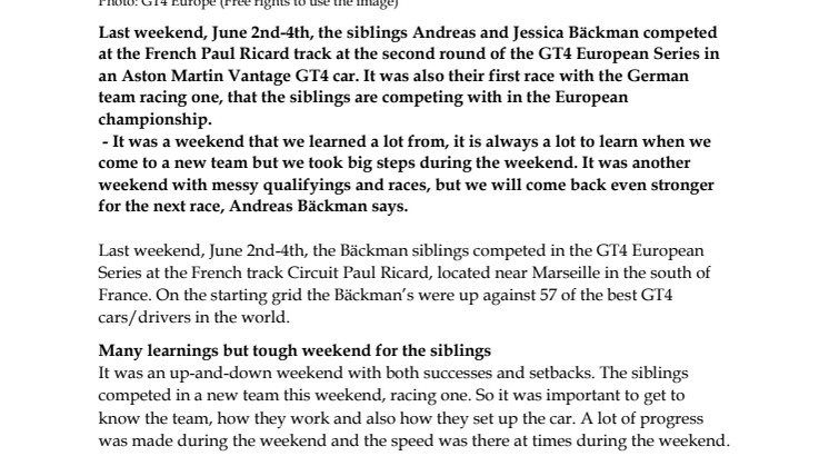 230605 ENG Pressrelease, GT4 Europe Paul Ricard.pdf