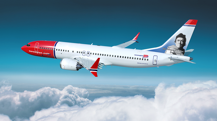 Renderizado del Boeing 737 MAX 8 dedicado a Rodríguez de la Fuente (Norwegian).