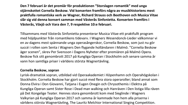 Storslagen konsert med Musica Vitae, Västerås Sinfonietta och operastjärnskottet Cornelia Beskow