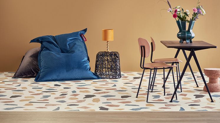 Terrazzo Large stone sand-blue Horizon