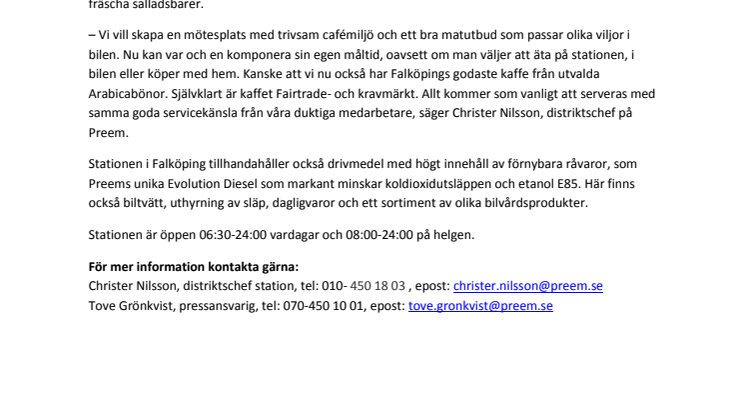 Nu serveras det god mat från bra råvaror på Preem i Falköping 