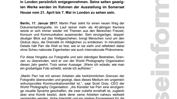 Martin Parr bekommt den Ehrenpreis der Sony World Photography Awards 2017 