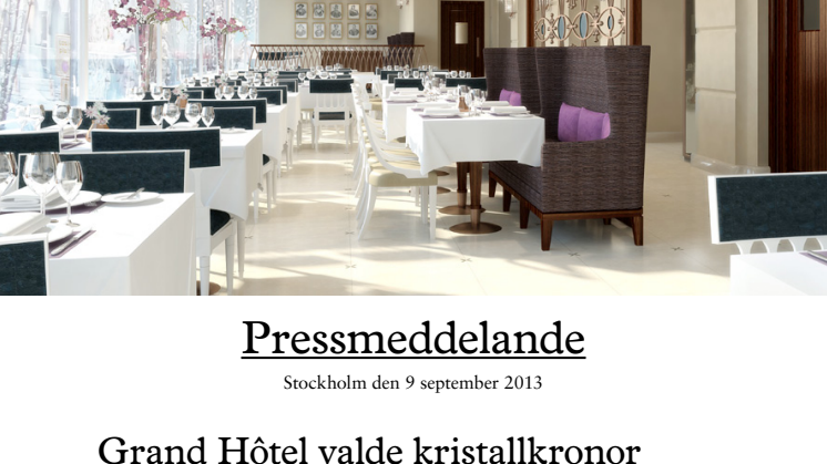 Grand Hôtel valde kristallkronor från familjeföretaget Krebs