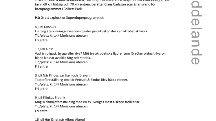 Snart blir det Superdupersommar i Folkets Park