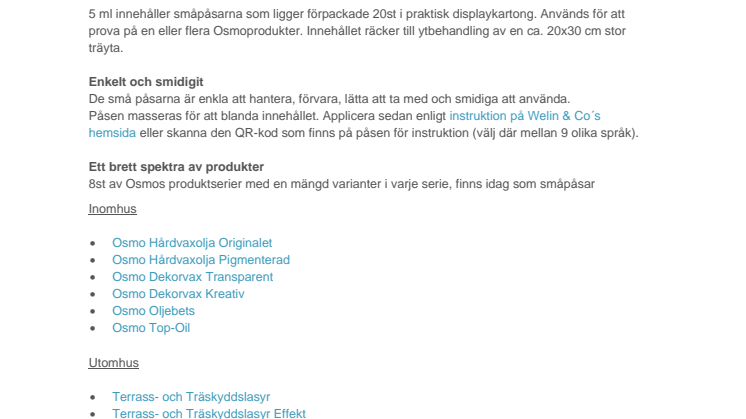 Osmo först med ytbehandling i påse
