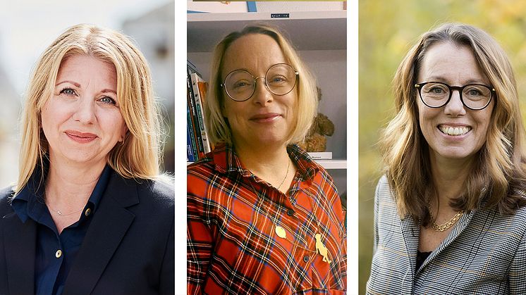 Erika Mattson, Sparbanken Nord, Helén Nilsson och Ylva Löwenborg, båda Rädda Barnen, menar att samarbetet möjliggör att fler barn i Norrbotten kan nås av organisationens insatser. Foto: Maria Fäldt och Rädda Barnen.