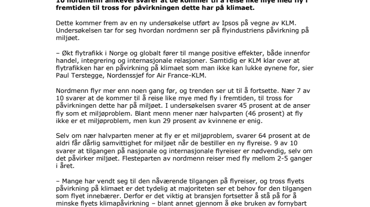 Klimapåvirkning stopper ikke nordmenn fra å fly 