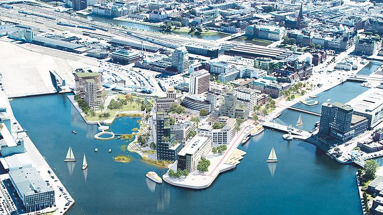 Vision av Smörkajen sett från norr. Illustration: SWMS arkitektur/Esencial
