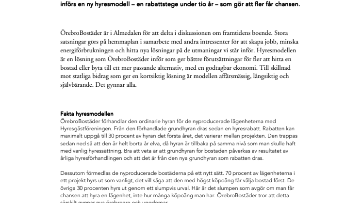 Nybyggda bostäder med rätt ekonomi –  ett angeläget ämne i Almedalen