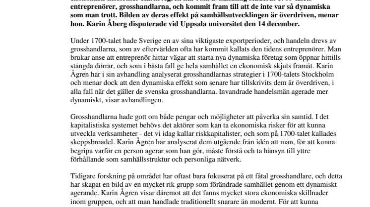 1700-talets entreprenörer var mer traditionella än nyskapande