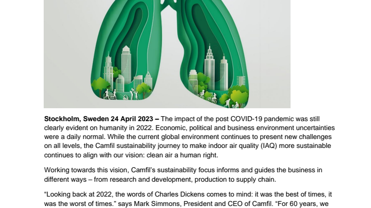Camfil Sustainability Report 2022 Press Release
