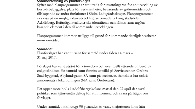 Samrådsredogörelse Södra Ladugårdsskogen