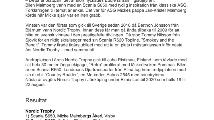 Micke Malmberg vann Nordic Trophy 2019