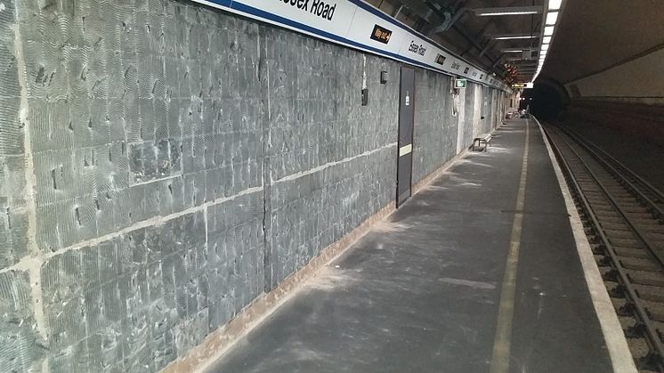 Essex Road station platform ready for its new tiles