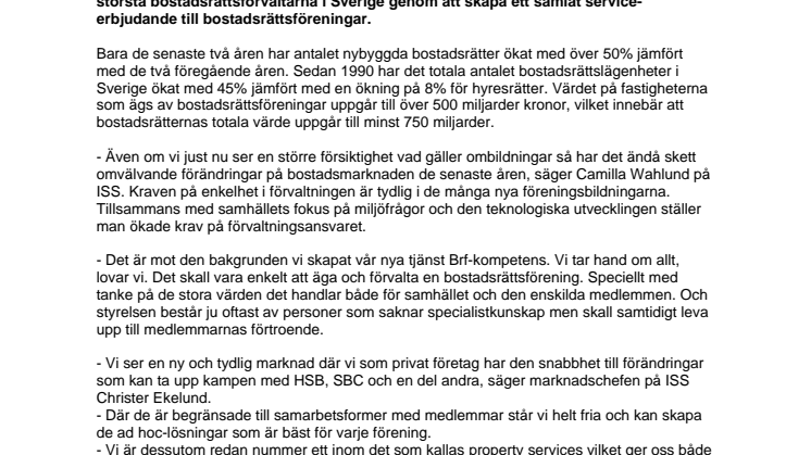 ISS lanserar nytt koncept för bostadsrättsföreningar