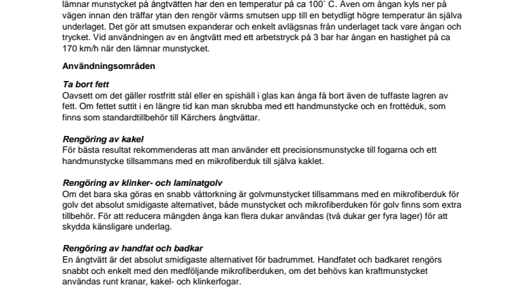 Ånga - hygieniskt rent utan kemikalier
