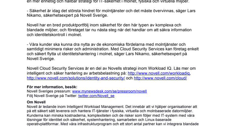 Novell flyttar säkerheten ut i molnet