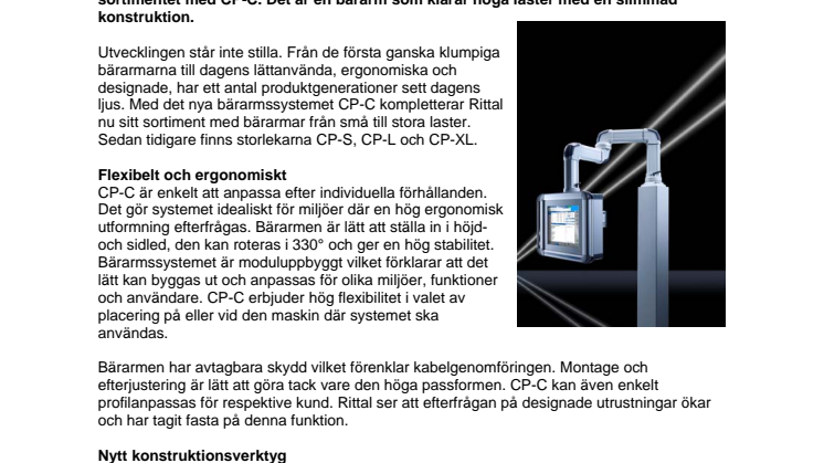 Rittal breddar sortimentet av flexibla bärarmssystem