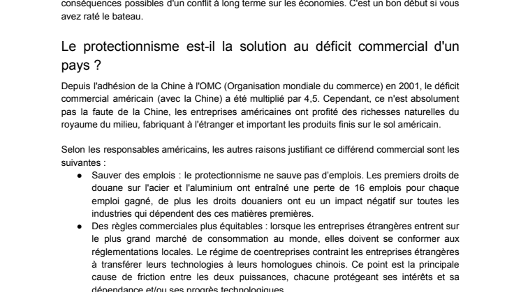 Quel effet aura la guerre commerciale Sino-Américaine sur le marché de l'équipement d'occasion ? 