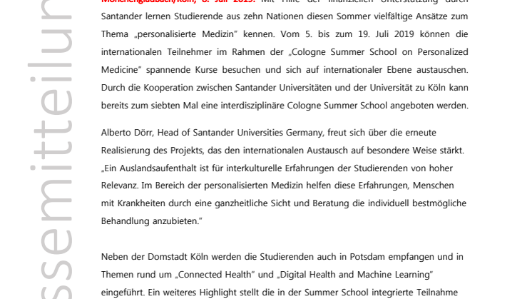 Cologne Summer Schools: Santander fördert internationalen Austausch 