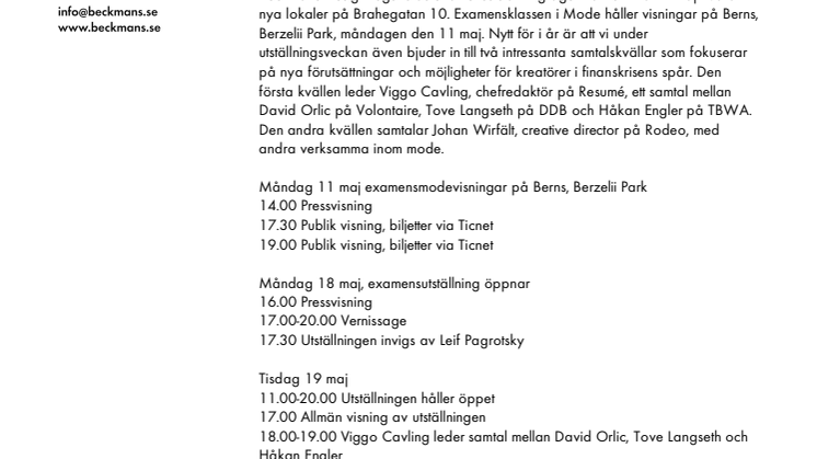 Beckmans Designhögskolas examensutställning 2009