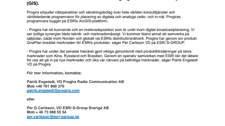 S-GROUP Holding blir delägare i Progira Radio Communication AB