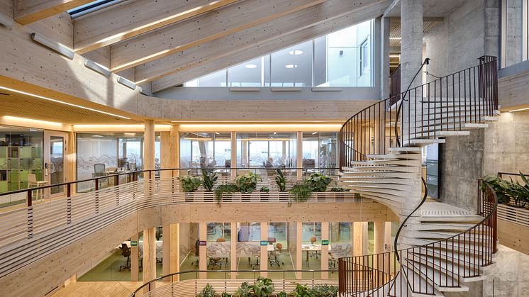 Ombruk av eksisterende materialer og bygningsstruktur har vært viktig i prosjektet. Foto: Smedvig Eiendom  