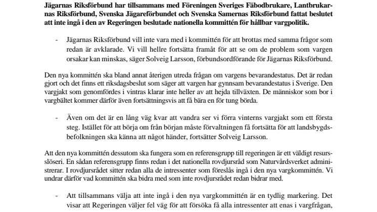 Brukarorganisationerna säger nej till ny kommitté