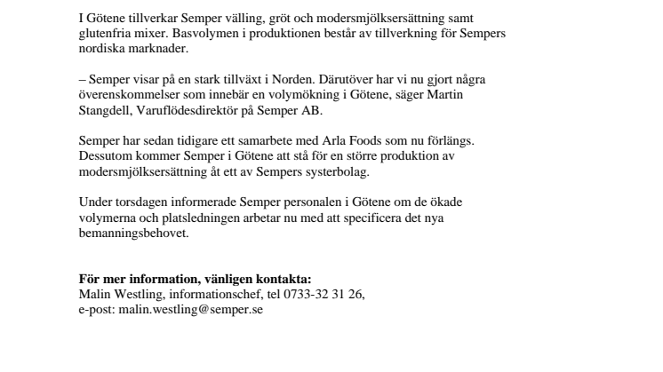 Semper utökar i Götene
