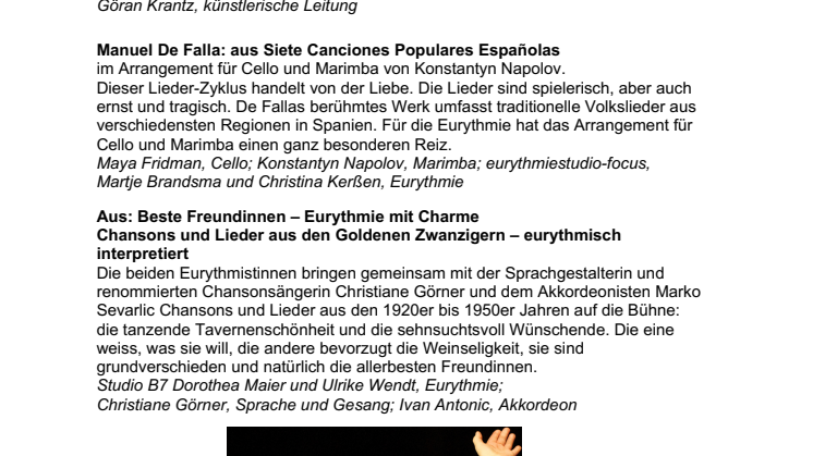 Programm Eurythmie-Solo- und Duo-Festival