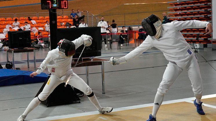 Jonathan Svensson drygar ut sin ledning mot tysken Samuel Unterhauser i 32-tablån, en match som Jonathan till slut vann med 15-8. Foto: Luca Pagliaricci, Bizziteam