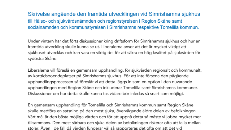 Samarbete kan ge utveckling på Simrishamns sjukhus