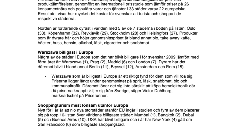 Norden dyrast i Pricerunners globala prisstudie