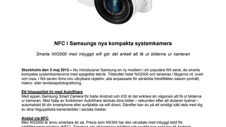 NFC i Samsungs nya kompakta systemkamera 