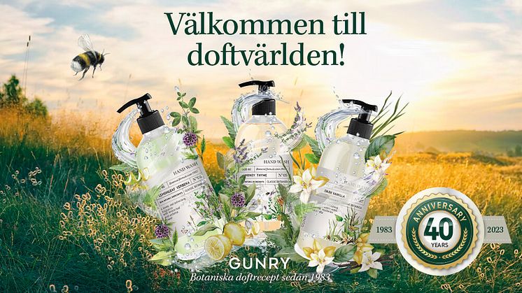 GUNRY FIRAR 40 ÅR OCH LANSERAR BOTANISKA DOFTMINNEN I UNIKA TVÅLKONCEPT