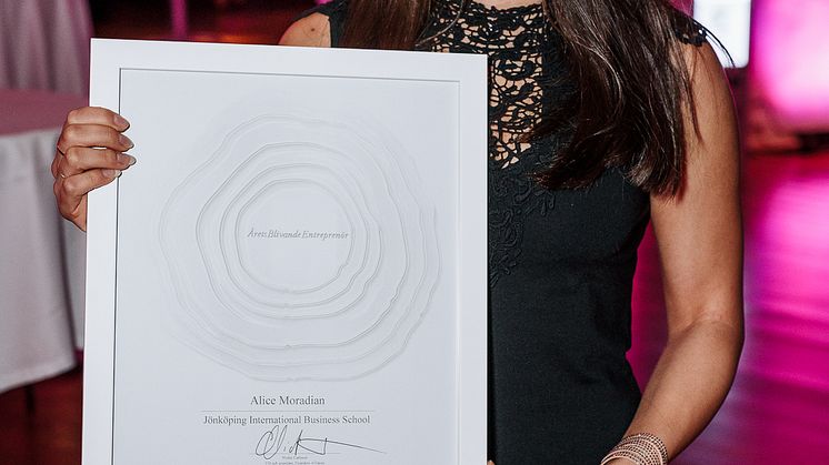 Årets Blivande Entreprenör 2017 -  Alice Moradian. Fotograf: David Thunander
