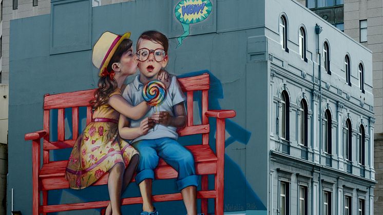 Natalia Rakin teos "Love is in the air” Dunedinissa, Uudessa-Seelannissa.