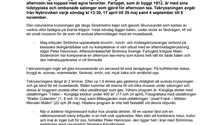 Premiär för Afternoon Tea-kryssning med Strömma Kanalbolaget