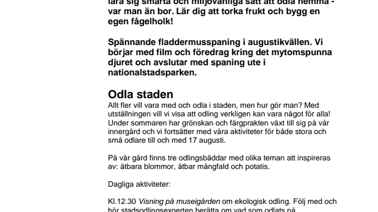 Det händer på Naturhistoriska riksmuseet i augusti